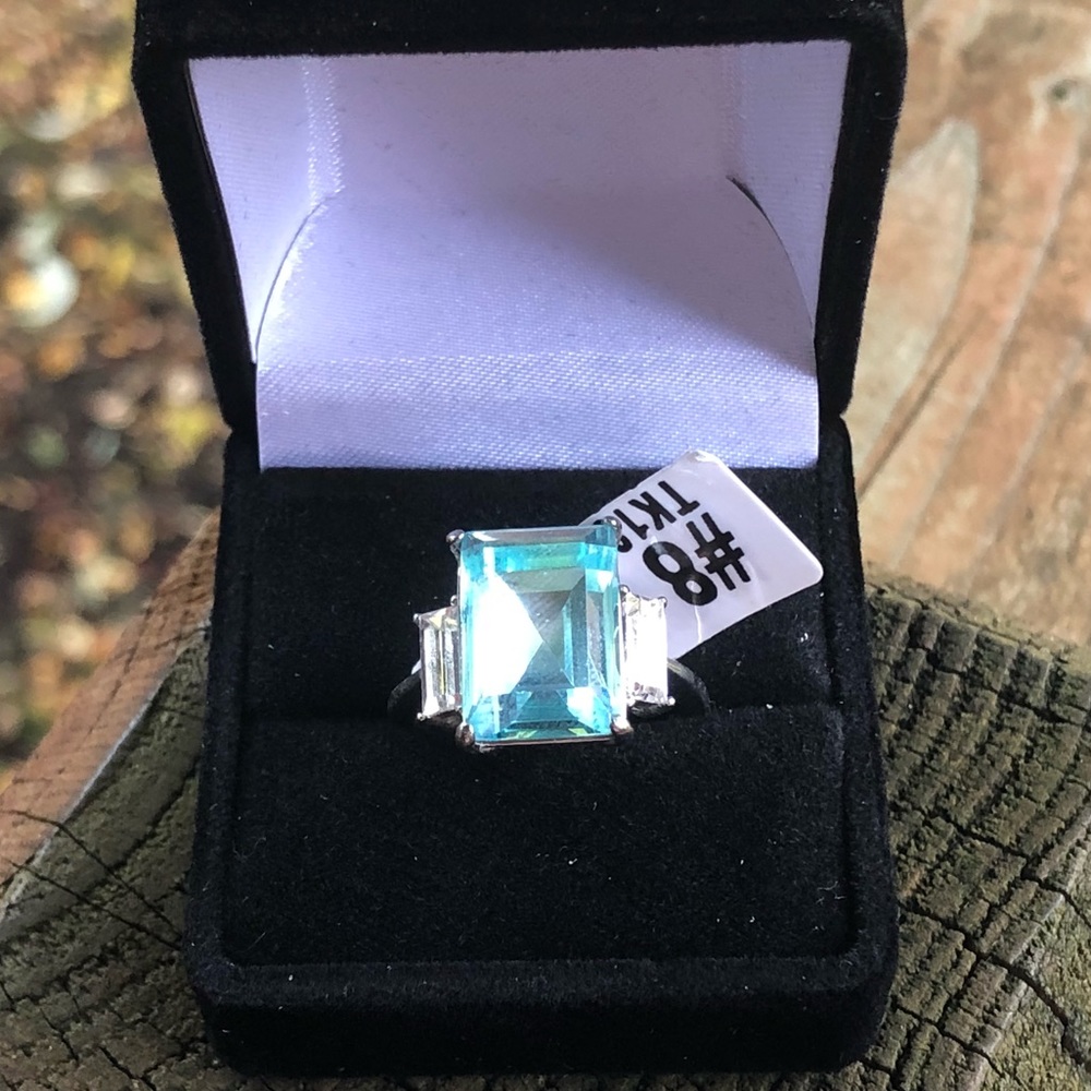 STAINLESS STEEL SEA BLUE RING - Picture 4 of 12